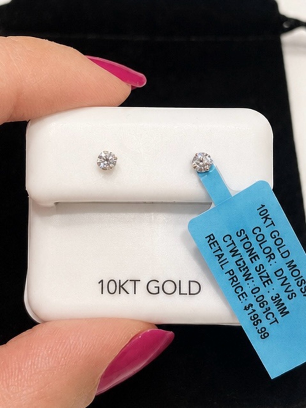 10KT Gold White Moissanite Stud Earrings - Classic White Sparkle
